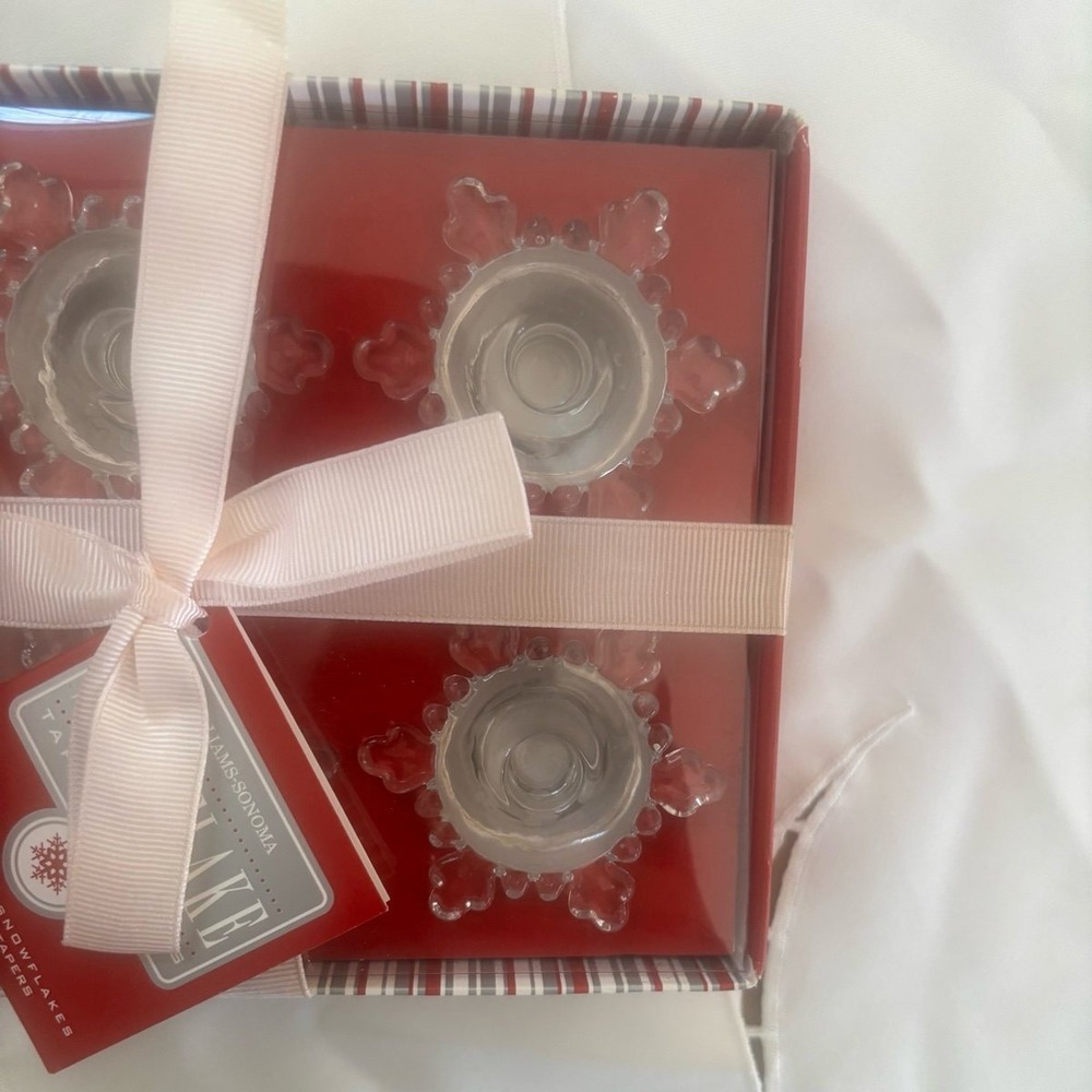 Williams Sonoma " snowflake" taper holders.